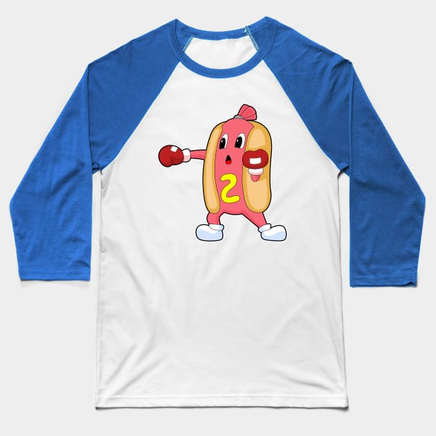 Hotdog Boxer Boxing gloves Boxing Baseball T-Shirt by Markus Schnabel